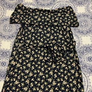 Navy floral off the shoulder body con maternity